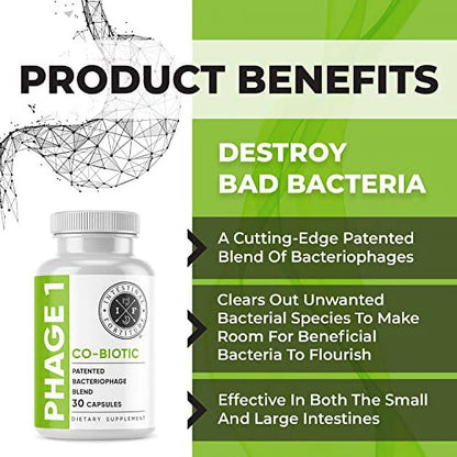 Phage 1 - Gut Health Supplement, Digestive Health, Immune Support, 30 Servings