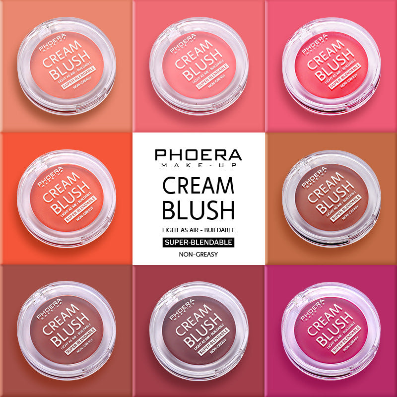 PHOERA Cream Blush - Lightweight Brightening Formula for a Natural, Radiant Glow | Perfect for All Skin Types