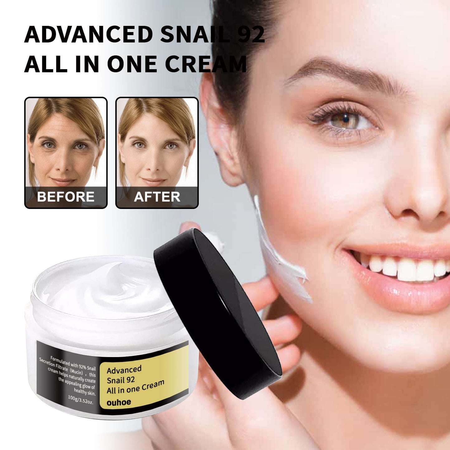 Snail Cream for Fading Wrinkles & French Lines | Replenishing, Firming, and Anti-Aging Skin Care