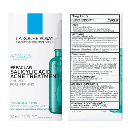 La Roche-Posay Effaclar Salicylic Acid Treatment to Minimize Pores, Clear Acne Blemishes and Post Acne Marks