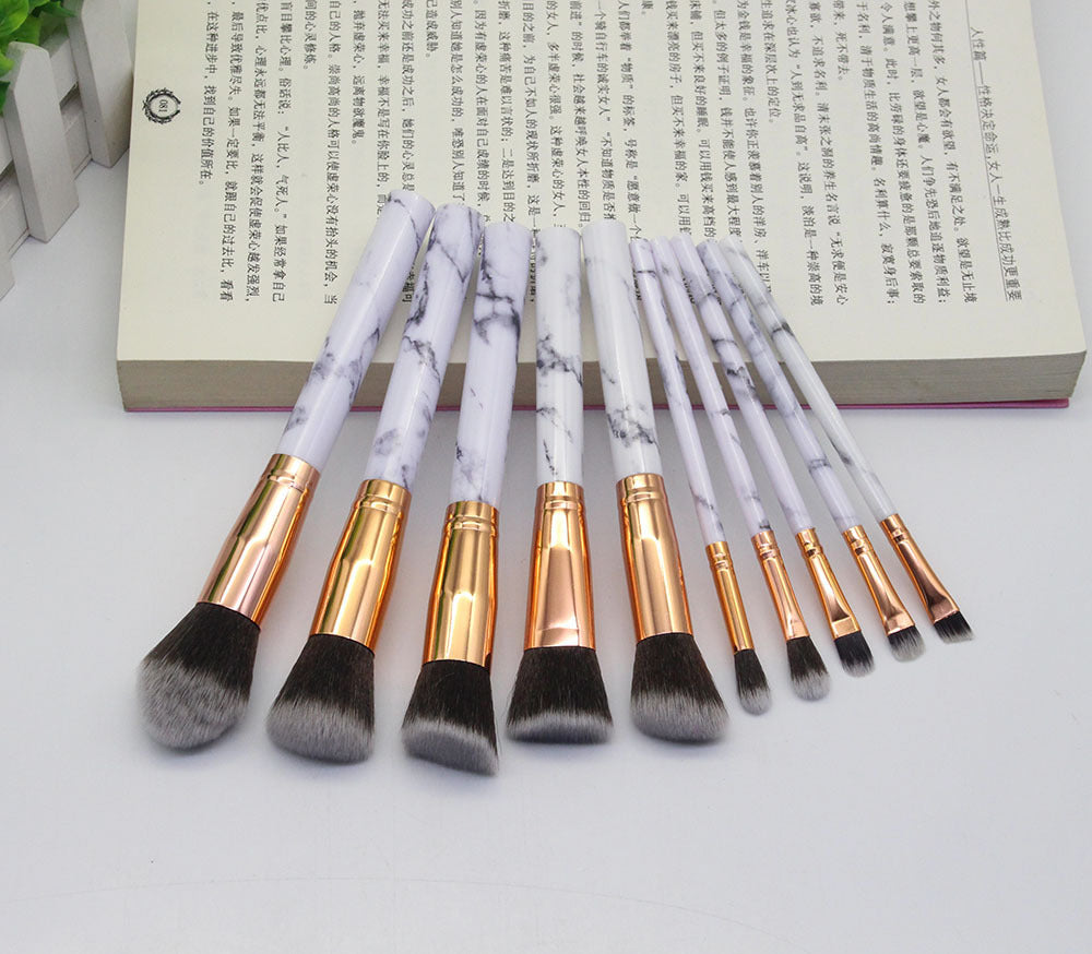 15-Piece Marble Makeup Brush Set – Professional Cosmetic Tools