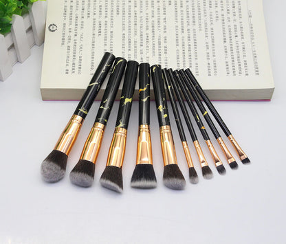 15-Piece Marble Makeup Brush Set – Professional Cosmetic Tools