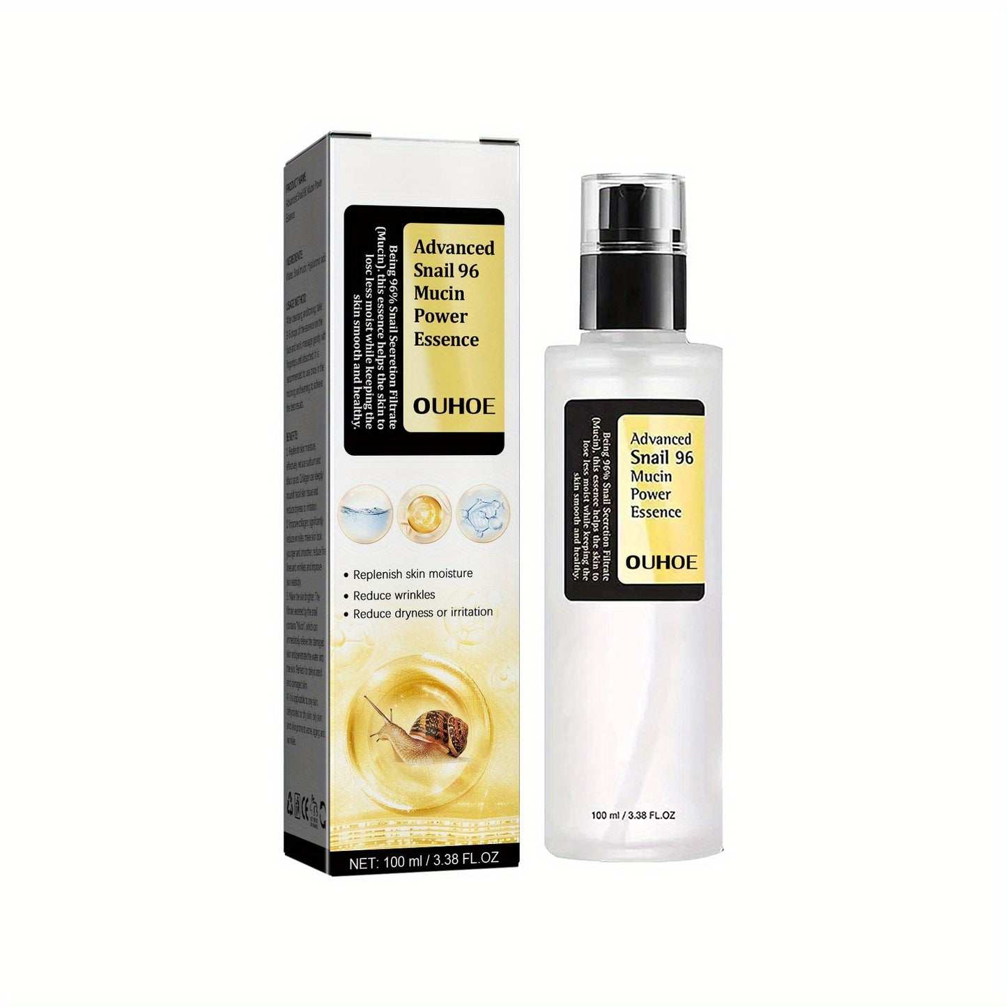 Snail Mucin Power Essence Moisturizer 100ml | Ultra-Hydrating Serum with Snail Secretion Filtrate for Reducing Dark Spots, Fine Lines, and Skin Repair – Achieve Radiant, Youthful Skin!