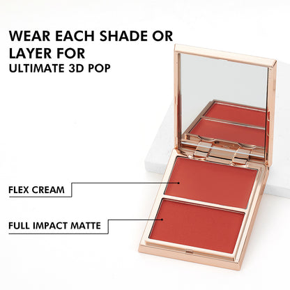 PHOFAY Double-Take Cream & Powder Blush Duo | 2-in-1 Blendable & Buildable Blush | Long-Lasting Natural Finish