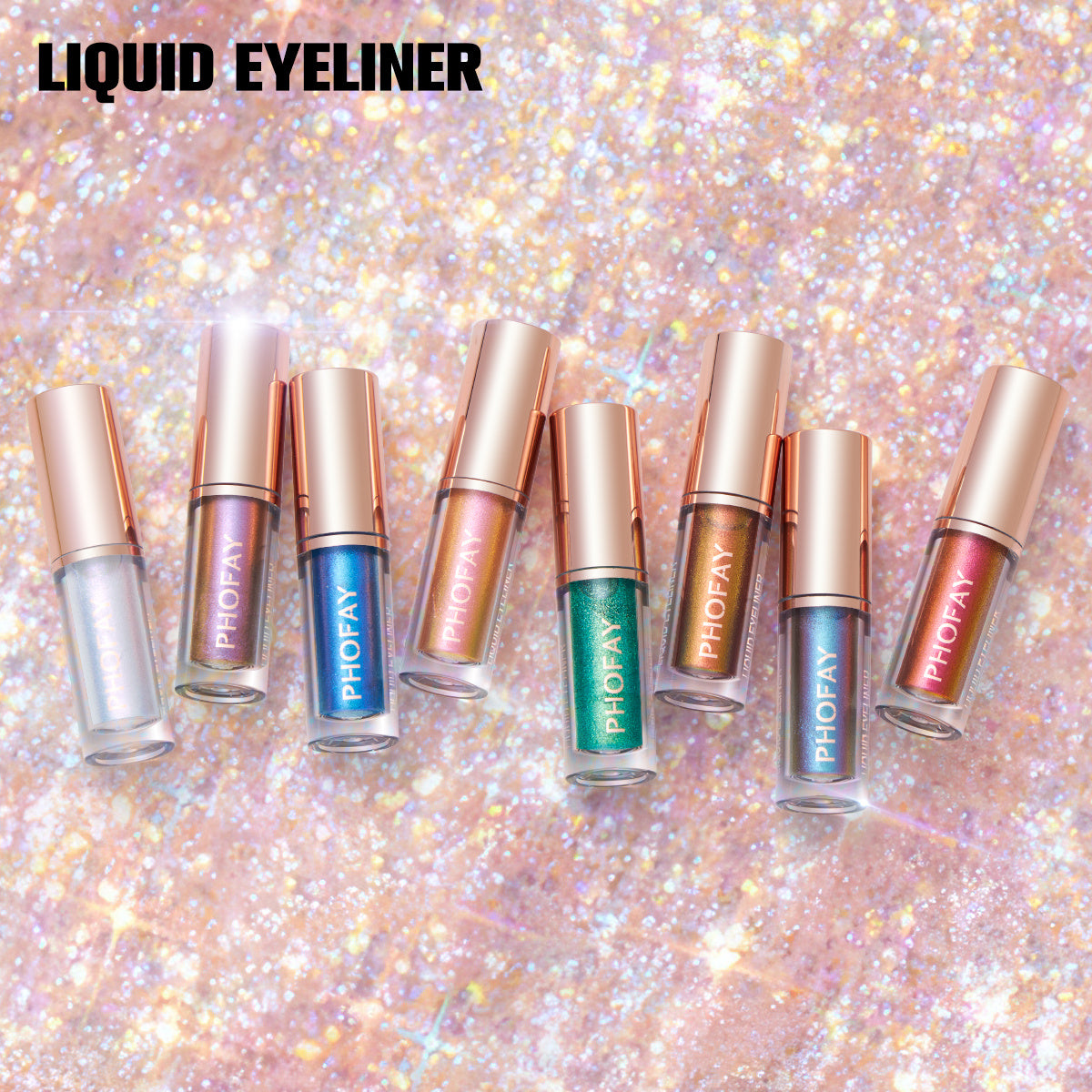 PHOFAY Liquid Glitter Eyeliner Set | Waterproof, Long-Lasting & High-Shine Sparkle | Smudge-Proof Glitter Eye Makeup