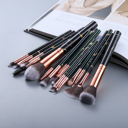 15-Piece Marble Makeup Brush Set – Professional Cosmetic Tools