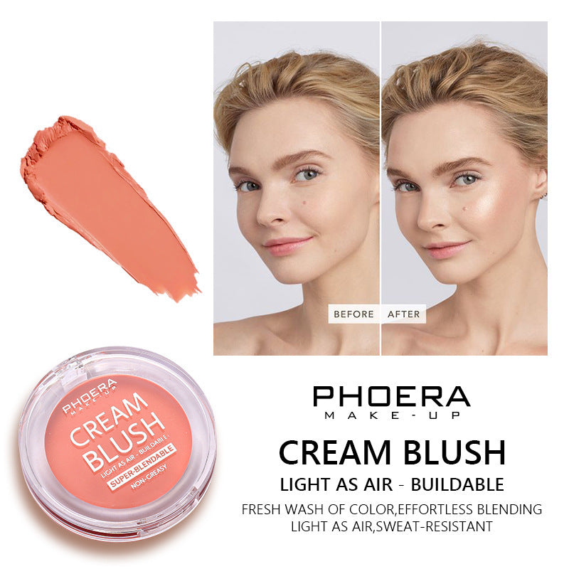 PHOERA Cream Blush - Lightweight Brightening Formula for a Natural, Radiant Glow | Perfect for All Skin Types