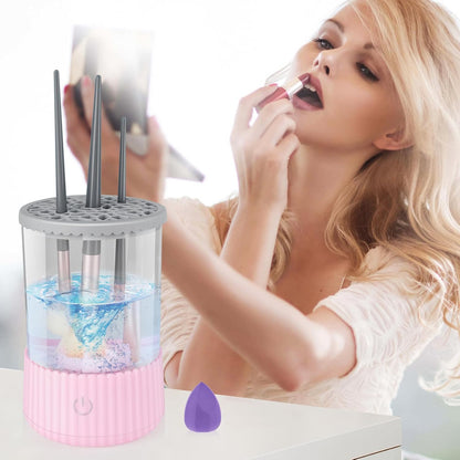 Electric Makeup Brush Cleaner, USB Make up Brush Washer, Cosmetic Brush Swirl Cleanser Tool, Quick Efficient Machine, Pink