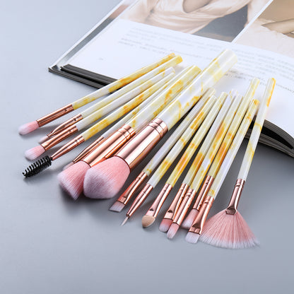 15-Piece Marble Makeup Brush Set – Professional Cosmetic Tools