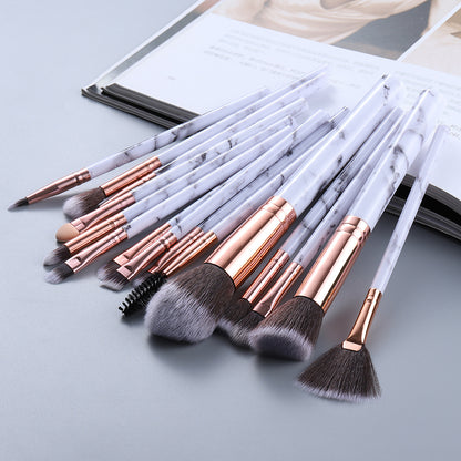 15-Piece Marble Makeup Brush Set – Professional Cosmetic Tools