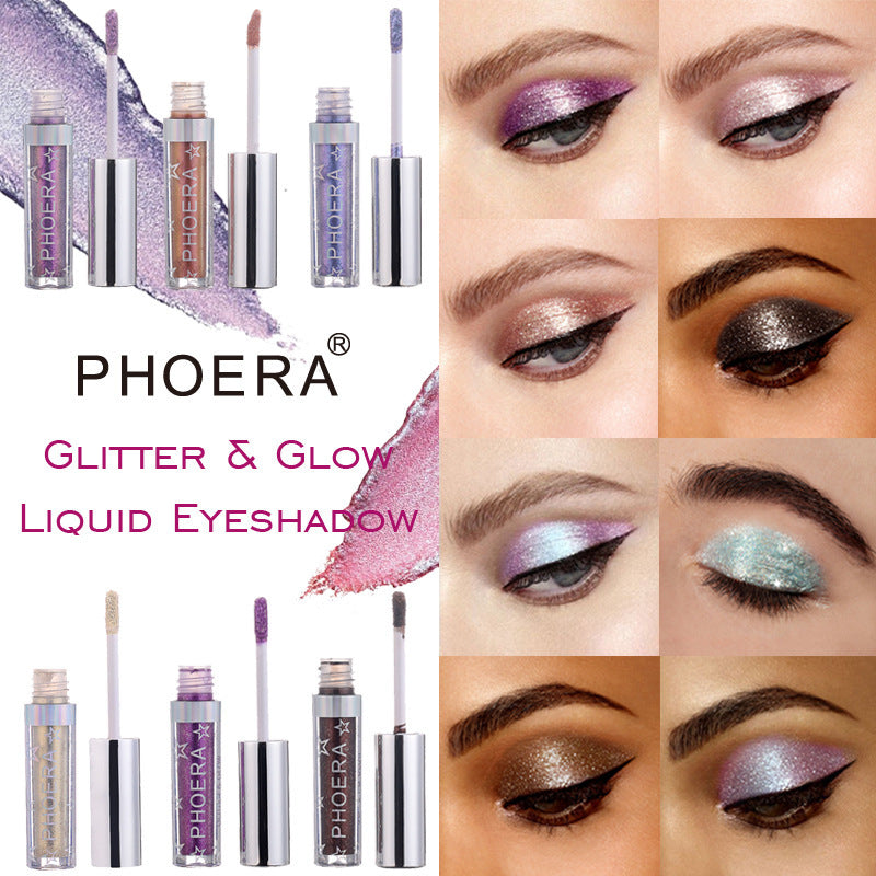 PHOERA Magnificent Metals Glitter & Glow Liquid Eyeshadow - 12 Stunning Colors for Sparkling Eye Makeup