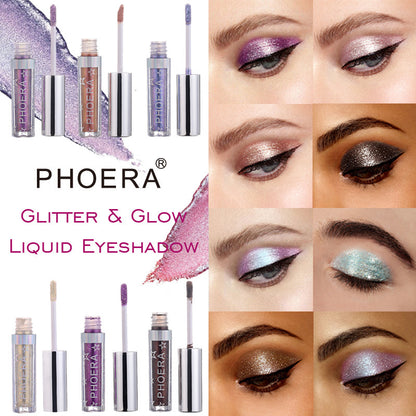 PHOERA Magnificent Metals Glitter & Glow Liquid Eyeshadow - 12 Stunning Colors for Sparkling Eye Makeup