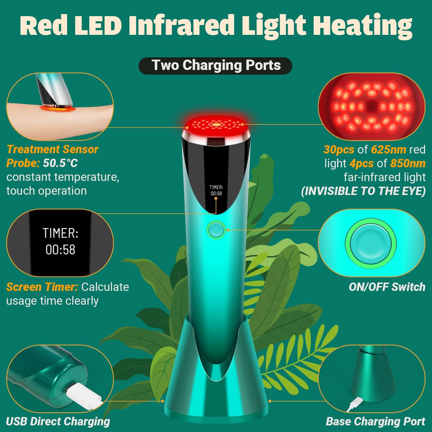 Red Light Therapy for Face -  LED Infrared Red Facial Light Therapy Device