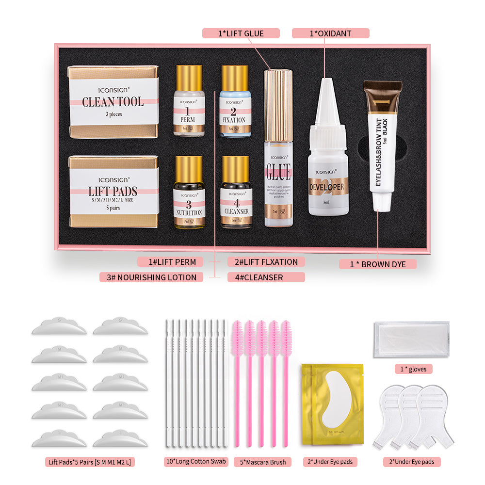 ICONSIGN Lash Lift & Eyebrow Tint Kit - Professional Eyelash Perm & Brow Lamination Set | Essential Makeup Tools for Stunning Results