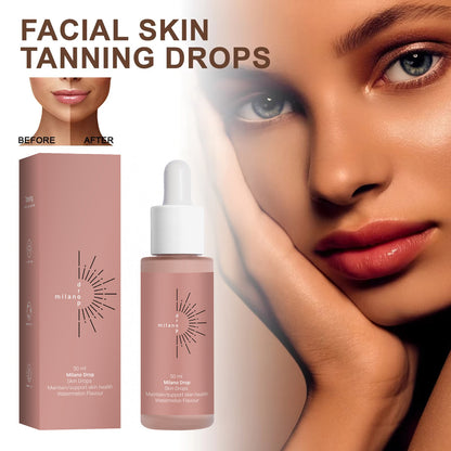 Self-Tanning Serum Drops for Face & Body | Dark Bronzer, Fine Line Repair, Outdoor & Tanning Bed use