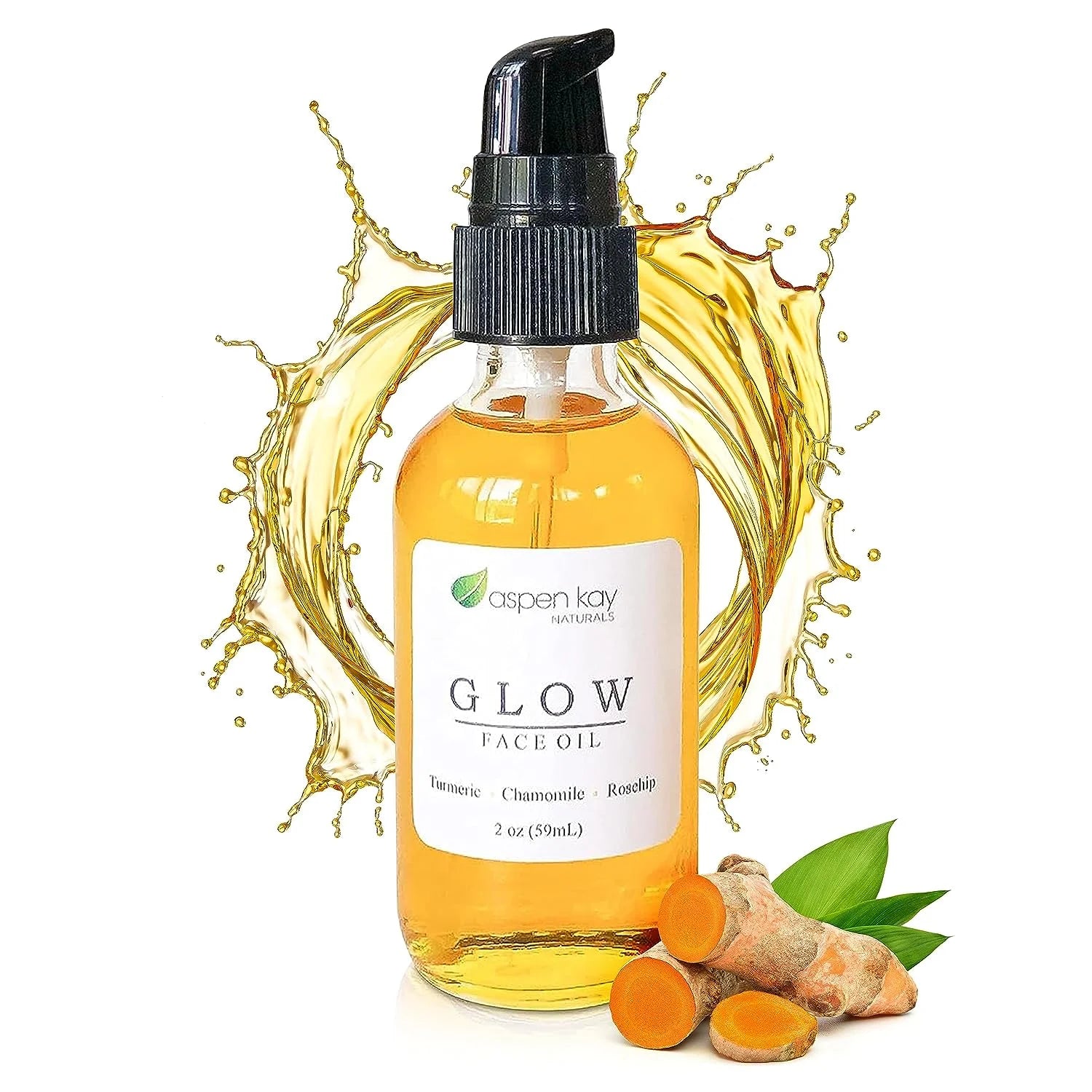 Glow - Turmeric & Rosehip Face Oil - Natural & Organic - Facial Serum - 2 Oz