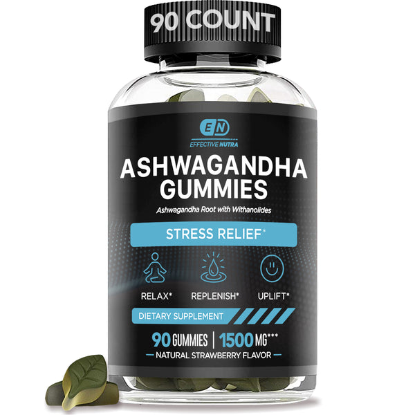 Ashwagandha Gummies 1500mg - Stress Relief, Sleep Support, and Mood Booster (90 Gummies)