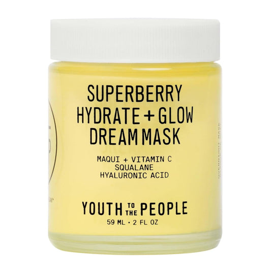 Superberry Hydrate + Glow Dream Mask, Vitamin C Face Moisturizer, Plumps + Brightens Skin, Treats Dullness + Uneven Tone, Vegan