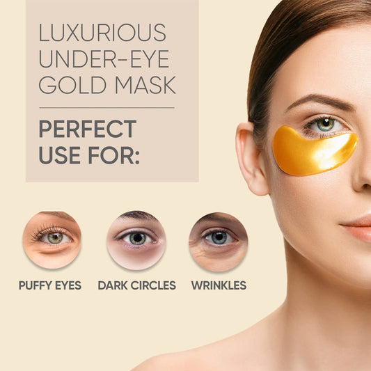 24K Gold Eye Mask Patches for Eye Bag Removal, Wrinkle Lifting & Skin Tightening | Hydrating Under Eye Treatment