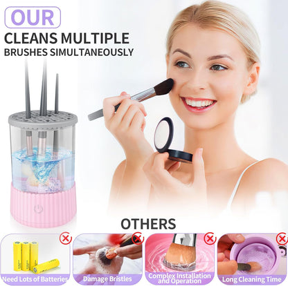 Electric Makeup Brush Cleaner, USB Make up Brush Washer, Cosmetic Brush Swirl Cleanser Tool, Quick Efficient Machine, Pink